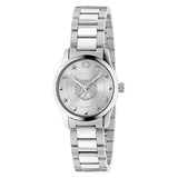 Gucci G Timeless Quartz Silver Dial Silver Steel Strap Watch For Women - YA126595 Authentic Buy Shop Now