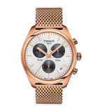 Tissot T Classic PR 100 Chronograph Silver Dial Rose Gold Mesh Bracelet Watch For Men - T101.417.33.031.01 Authentic Buy Shop Now