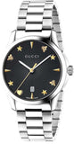 Gucci G Timeless Black Dial Silver Steel Strap Watch For Women - YA1264029A Authentic Buy Shop Now