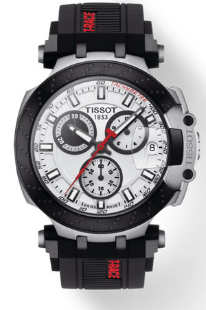 Tissot T Race Chronograph White Dial Black Silicone Strap Watch For Men - T115.417.27.011.00 Authentic Buy Shop Now