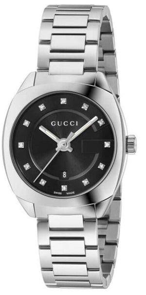 Gucci GG2570 Diamonds Black Dial Silver Steel Strap Watch For Women - YA142503 Authentic Buy Shop Now
