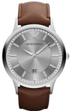Emporio Armani Renato Silver Dial Brown Leather Strap Watch For Men - AR2463 Authentic Buy Shop Now