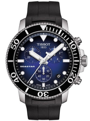 Tissot Seastar 1000 Chronograph Blue Dial Black Rubber Strap Watch For Men - T120.417.17.041.00 Authentic Buy Shop Now