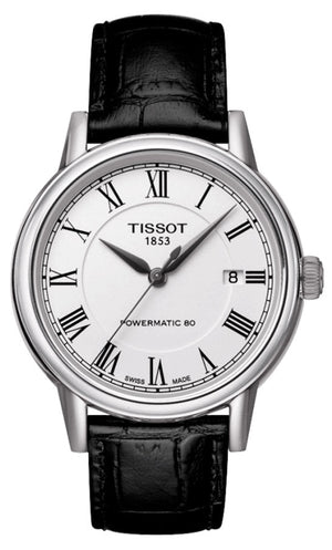 Tissot Carson Powermatic 80 White Dial Black Leather Strap Watch For Men - T085.407.16.013.00 Authentic Buy Shop Now