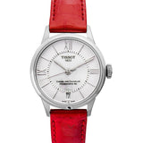 Tissot Chemin Des Tourelles Powermatic 80 Mother of Pearl White Dial Red Leather Strap Watch For Women - T099.207.16.118.00 Authentic Buy Shop Now