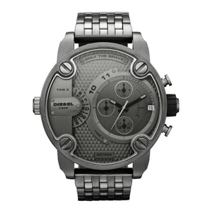 Diesel Little Daddy Dual Time Chronograph Grey Dial Stainless Steel Strap Watch For Men - DZ7263 Authentic Buy Shop Now