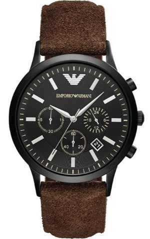 Emporio Armani Chronograph Black Dial Brown Leather Strap Watch For Men - AR11078 Authentic Buy Shop Now