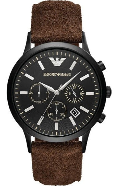 Emporio Armani Chronograph Black Dial Brown Leather Strap Watch For Men - AR11078 Authentic Buy Shop Now