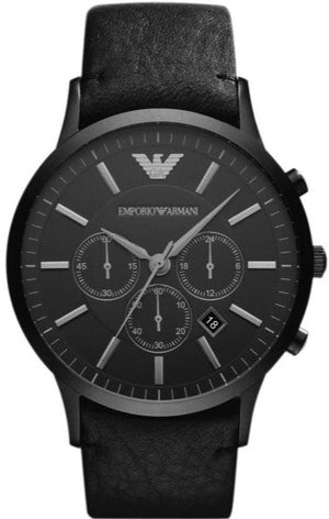 Emporio Armani Sportivo Chronograph Black Dial Black Leather Strap Watch For Men - AR2461 Authentic Buy Shop Now