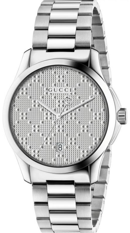 Gucci G Timeless Quartz Silver Dial Silver Steel Strap Watch For Women - YA126459 Authentic Buy Shop Now