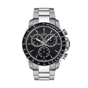 Tissot V8 Quartz Chronograph Black Dial Silver Steel Strap Watch For Men - T106.417.11.051.00 Authentic Buy Shop Now