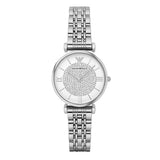 Emporio Armani Gianni T Bar White Crystal Pave Dial Silver Stainless Steel Strap Watch For Women - AR1925 Authentic Buy Shop Now