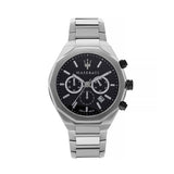Maserati Stile Chronograph Black Dial Silver Steel Strap Watch For Men - R8873642004 Authentic Buy Shop Now