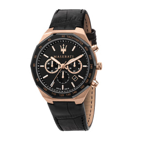 Maserati Stile Black Matte Dial Black Leather Strap Watch For Men - R8871642001 Authentic Buy Shop Now