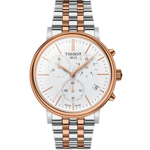 Tissot Carson Premium Chronograph White Dial Two Tone Steel Strap Watch For Men - T122.417.22.011.00 Authentic Buy Shop Now