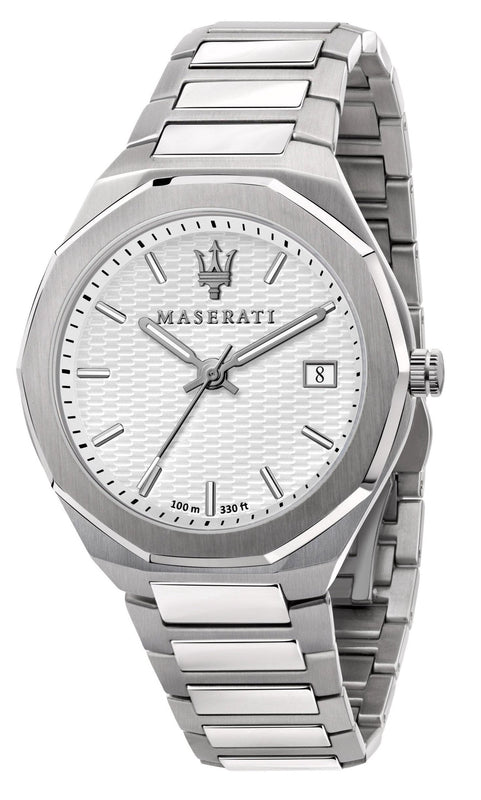Maserati Stile 3H White Dial Silver Steel Strap Watch For Men - R8853142005 Authentic Buy Shop Now