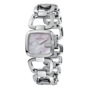 Gucci G Gucci Diamonds Mother of Pearl Dial Silver Steel Strap Watch For Women - YA125502 Authentic Buy Shop Now