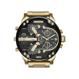 Diesel Mr Daddy 2.0 Chronograph Black Dial Gold Steel Strap Watch For Men - DZ7333 Authentic Buy Shop Now