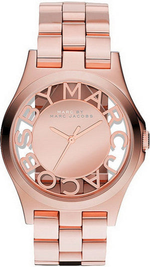 Marc Jacobs Henry Rose Gold Dial Rose Gold Steel Strap Watch for Women - MBM3207 Authentic Buy Shop Now