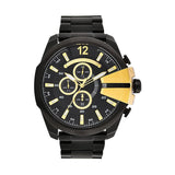 Diesel Mega Chief Chronograph Black Dial Black Steel Strap Watch For Men - DZ4338 Authentic Buy Shop Now
