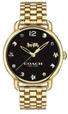 Coach Delancey Black Dial Gold Stainless Steel Strap Watch For Women - 14502813 Authentic Buy Shop Now