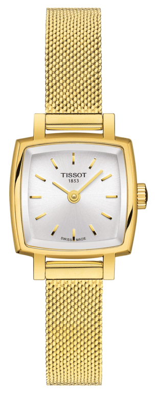 Tissot Lovely Square Silver Dial Gold Mesh Bracelet Watch For Women - T058.109.33.031.00 Authentic Buy Shop Now