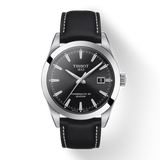 Tissot Gentleman Powermatic 80 Silicium Black Dial Black Leather Strap Watch For Men - T127.407.16.051.00 Authentic Buy Shop Now