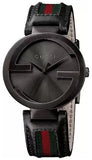 Gucci Interlocking G XL Black Dial Red & Green Leather Strap Watch For Men - YA133206 Authentic Buy Shop Now