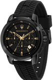 Maserati Successo Black Dial Black Rubber Strap Watch For Men - R8871621011 Authentic Buy Shop Now