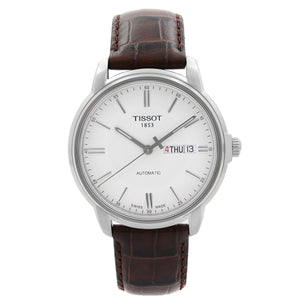 Tissot Automatics III Steel White Dial Brown Leather Strap Watch For Men - T065.430.16.031.00 Authentic Buy Shop Now