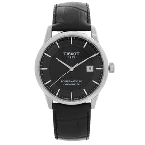 Tissot T Classic Luxury Powermatic 80 Black Dial Black Leather Strap Watch For Men - T086.408.16.051.00 Authentic Buy Shop Now