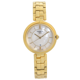 Tissot Flamingo Mother of Pearl White Dial Gold Steel Strap Watch For Women - T094.210.33.111.00 Authentic Buy Shop Now