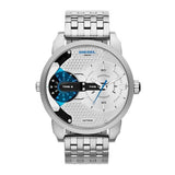 Diesel Mini Daddy Dual Time Silver Dial Stainless Steel Watch For Men - DZ7305 Authentic Buy Shop Now