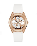 Guess G Twist White & Gold Dial White Silicone Strap Watch For Women - W0911L5 Authentic Buy Shop Now