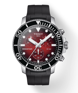 Tissot Seastar 1000 Chronograph Red Dial Black Rubber Strap Watch For Men - T120.417.17.421.00 Authentic Buy Shop Now