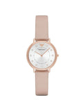 Emporio Armani Kappa Rose Gold & White Dial Beige Nude Leather Strap Watch For Women - AR2510 Authentic Buy Shop Now