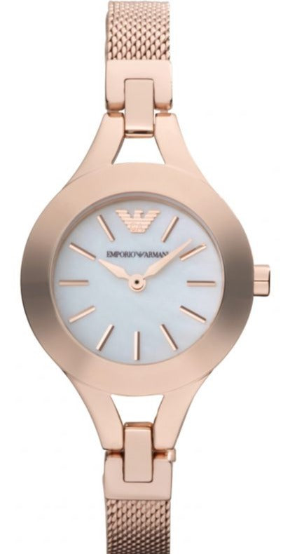 Emporio Armani Chiara Analog White Dial Rose Gold Steel Strap Watch For Women - AR7329 Authentic Buy Shop Now