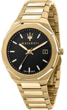 Maserati Stile Black Dial Gold Steel Strap Watch For Men - R8853142004 Authentic Buy Shop Now
