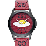 Gucci G Timeless Ghost Red Dial Red Leather Strap Watch For Men - YA1264023 Authentic Buy Shop Now