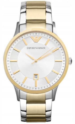 Emporio Armani Renato Silver Dial Two Tone Steel Strap Watch For Men - AR2449 Authentic Buy Shop Now