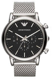 Emporio Armani Classic Chronograph Black Dial Silver Mesh Bracelet Watch For Men - AR1808 Authentic Buy Shop Now