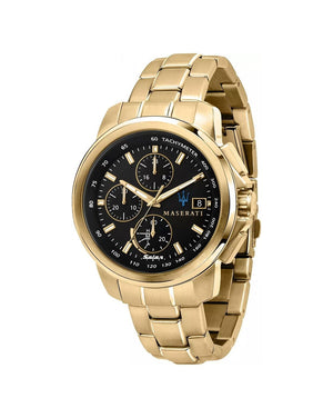 Maserati Successo Black Dial Gold Stainless Steel Watch For Men - R8873645002 Authentic Buy Shop Now