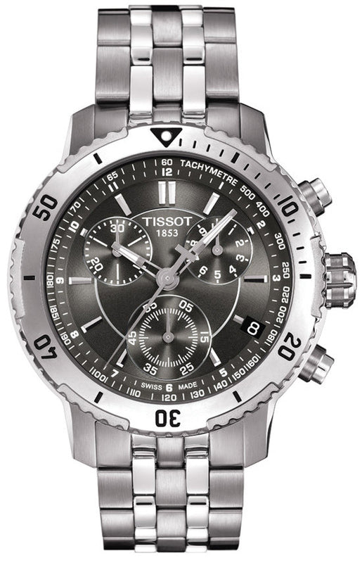 Tissot PRS 200 Grey Dial Chronograph Grey Dial Silver Steel Strap Watch For Men - T067.417.11.051.00 Authentic Buy Shop Now