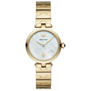 Emporio Armani Arianna Mother of Pearl Dial Gold Steel Strap Watch For Women - AR11198 Authentic Buy Shop Now