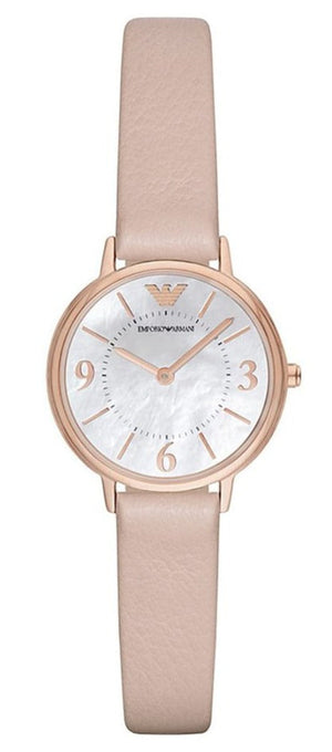 Emporio Armani Kappa White Mother of Pearl Dial Pink Leather Strap Watch For Women - AR2512 Authentic Buy Shop Now