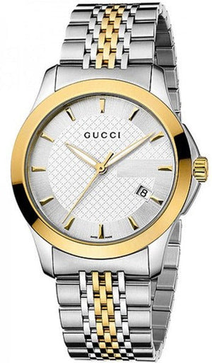 Gucci G Timeless Silver Dial Two Tone Steel Strap Watch For Men - YA126409 Authentic Buy Shop Now