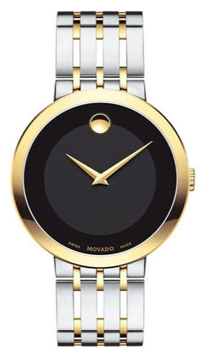 Movado Museum Esperanza Black Dial Two Tone Steel Strap Watch For Men - 0607058 Authentic Buy Shop Now