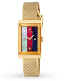 Gucci G-Frame Mother of Pearl Dial Yellow Gold Mesh Bracelet Watch For Women - YA147410 Authentic Buy Shop Now