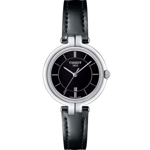 Tissot T Lady Flamingo Black Dial Black Leather Strap Watch For Women - T094.210.16.051.00 Authentic Buy Shop Now