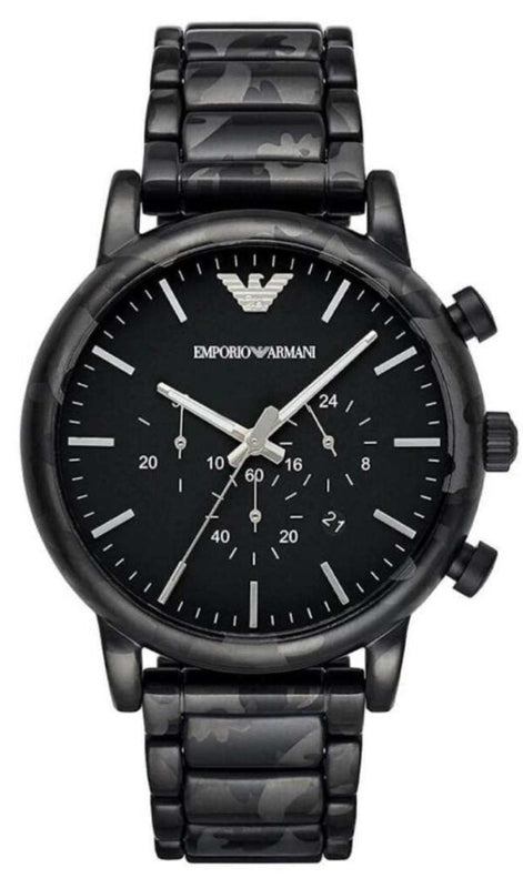 Emporio Armani Luigi Chronograph Black Dial Black Steep Strap Watch For Men - AR11045 Authentic Buy Shop Now